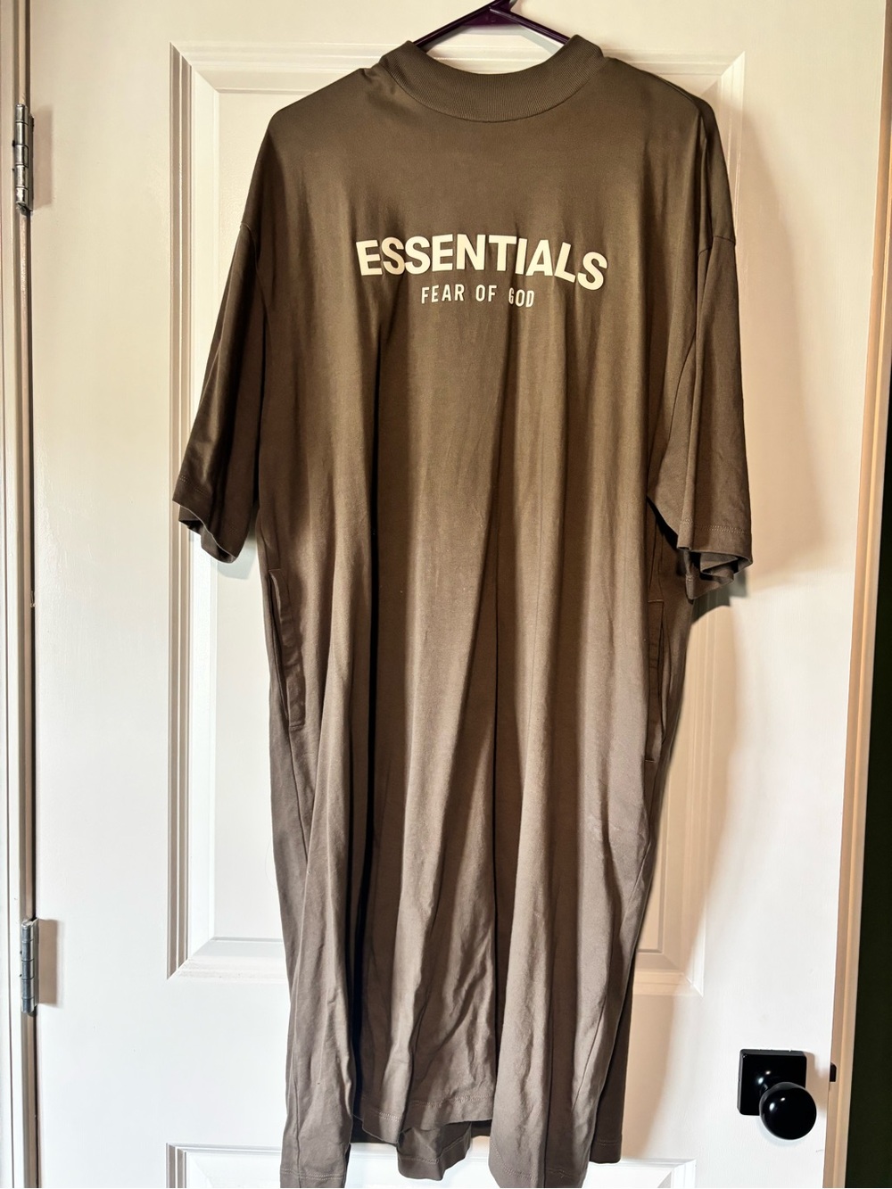 Fear of God ESSENTIALS Olive Midi Dress with White Logo